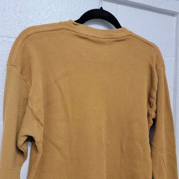 Longsleeve Thermal Tops Set of 2 VTG SunTee 2X Cotton Mustard Yellow Cream 564 - Picture 10 of 14